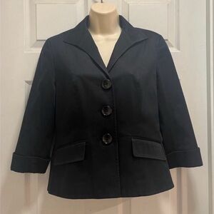 Lafayette 148 New York Black Blazer Jacket 3/4 Sleeves Professional - 4P - EUC